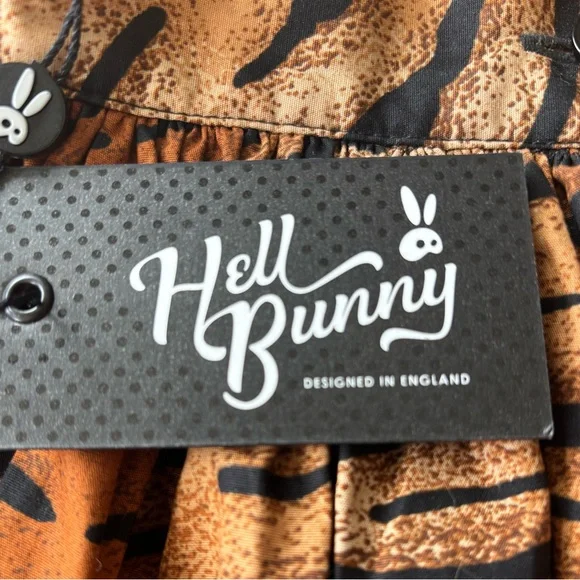 HELL BUNNY XS Tiger Print Pocket Circle Skirt NWT - Picture 3 of 14